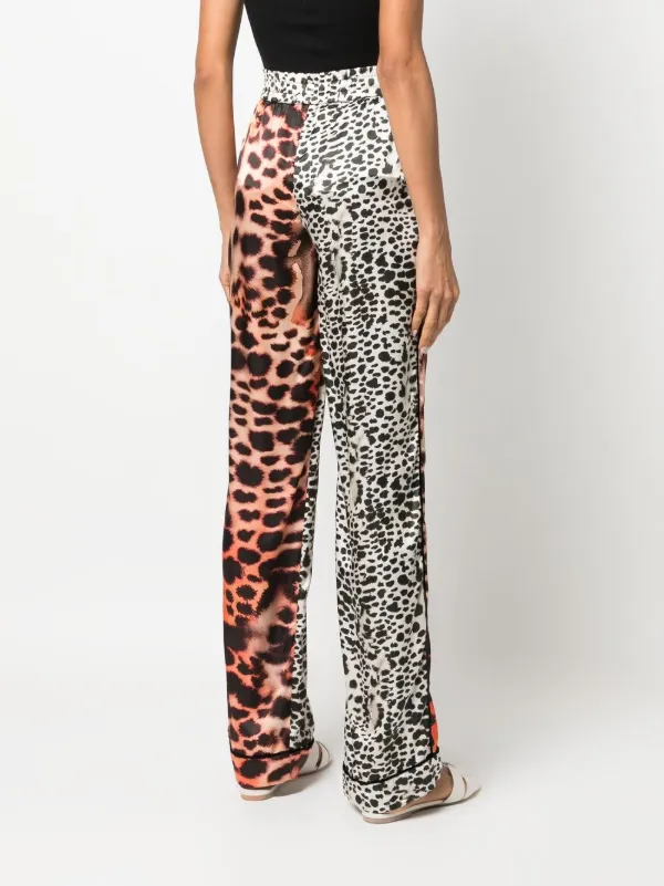 Leopard print trousers with red clearance stripe