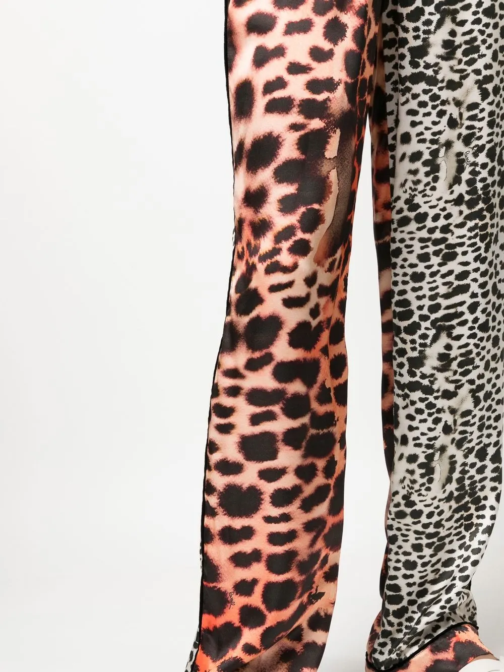 Roberto Cavalli Leopard Print Panelled Trousers In Neutrals