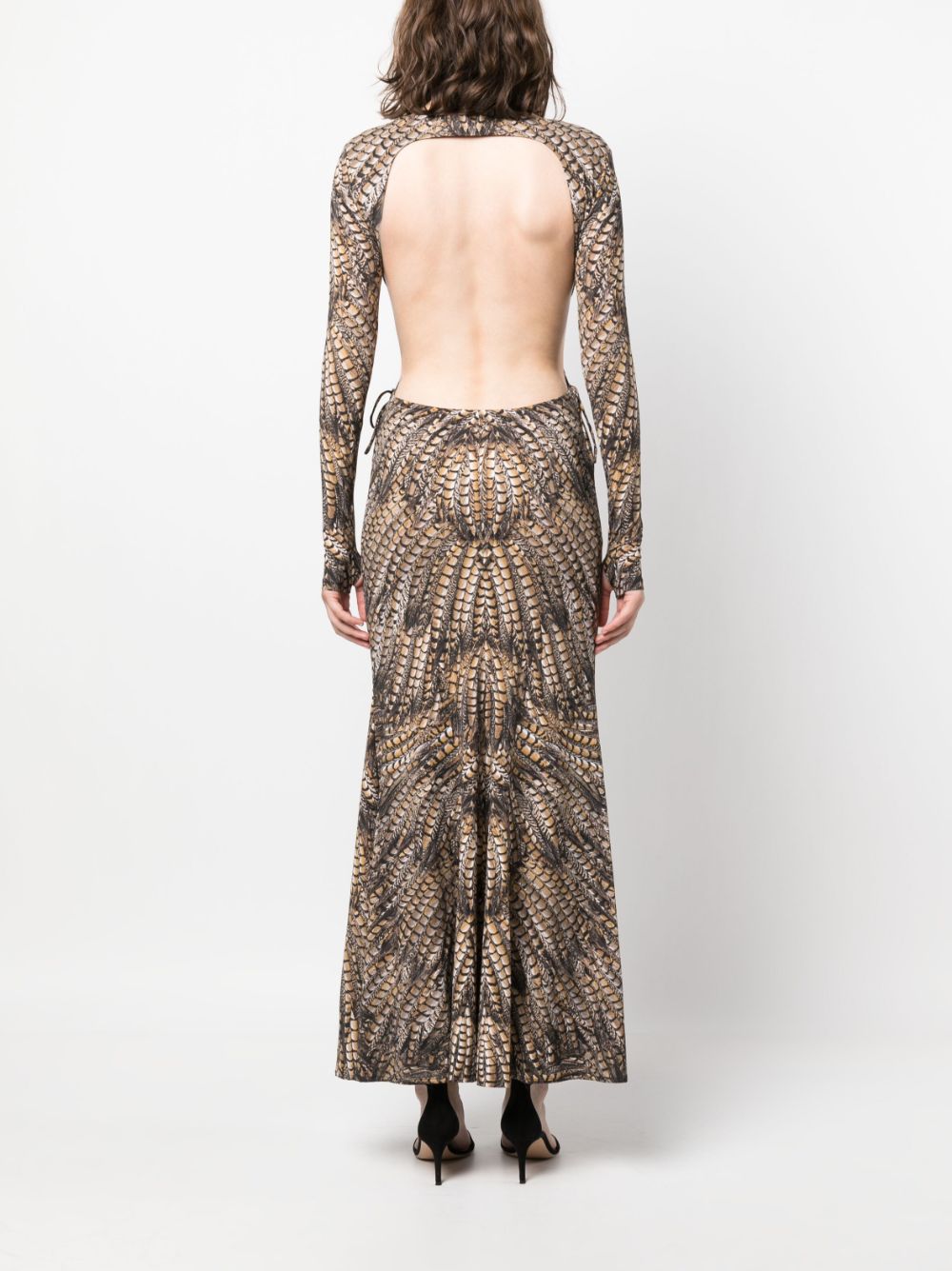 Roberto Cavalli Cut Out Patterned Dress Farfetch
