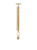 Roberto Cavalli faux-pearl logo-charm bracelet - Gold