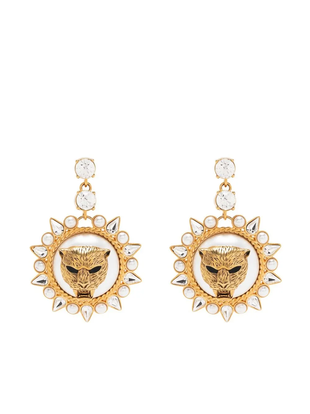 

Roberto Cavalli panther head earrings - Gold