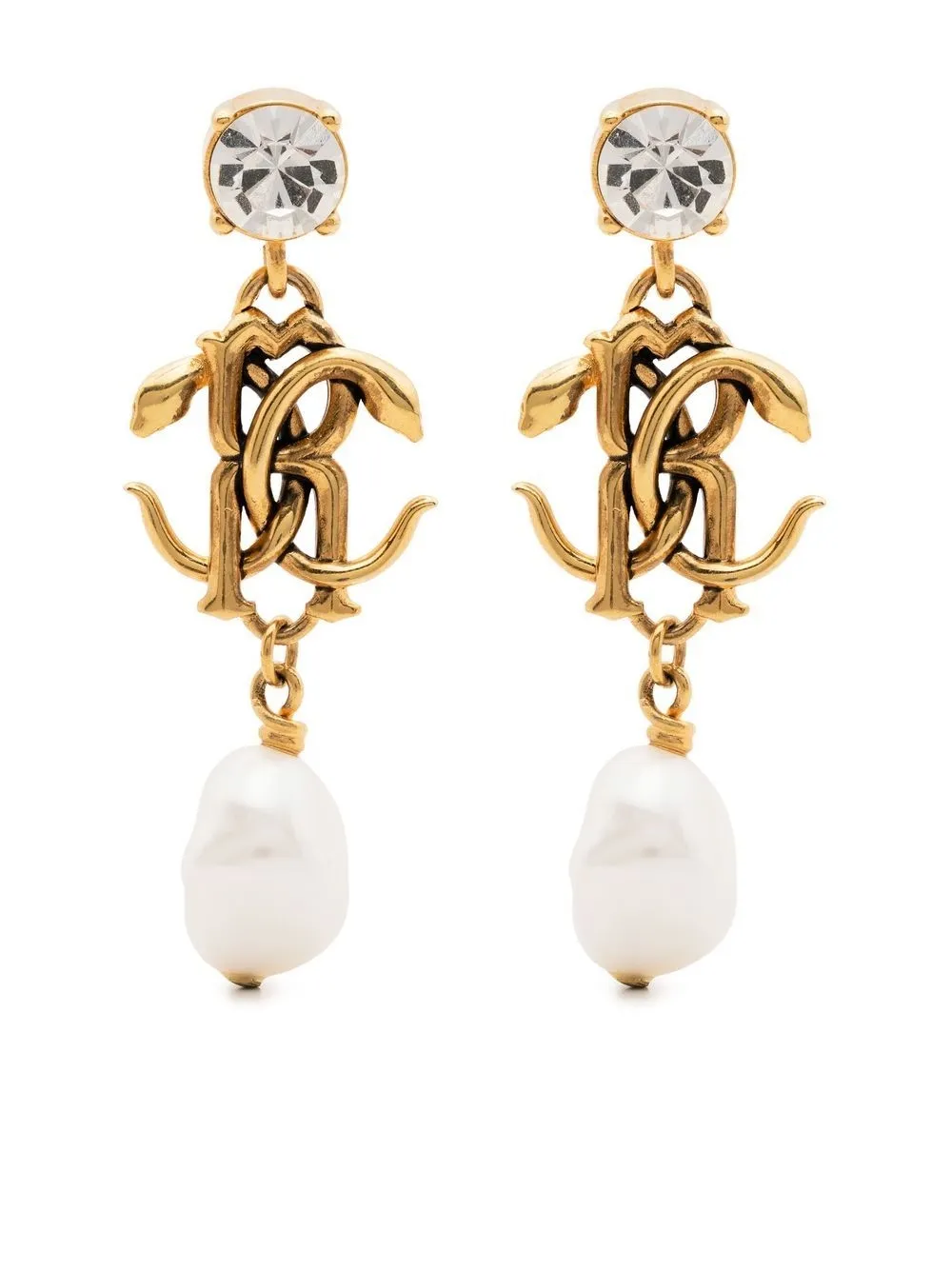 Roberto Cavalli panther head earrings - Gold