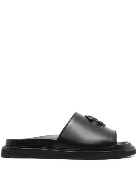 Roberto Cavalli logo-plaque leather slides