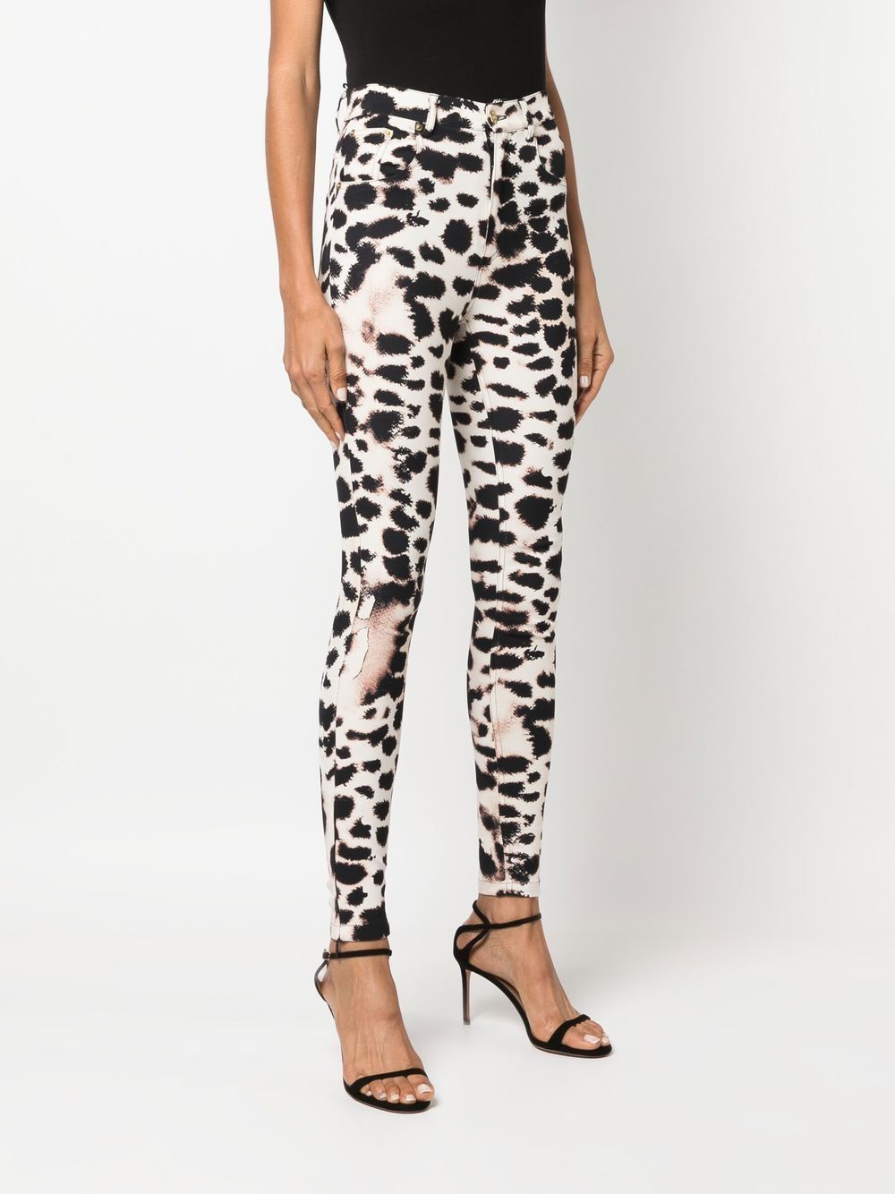 Shop Roberto Cavalli Animal-print High-waist Leggings In White