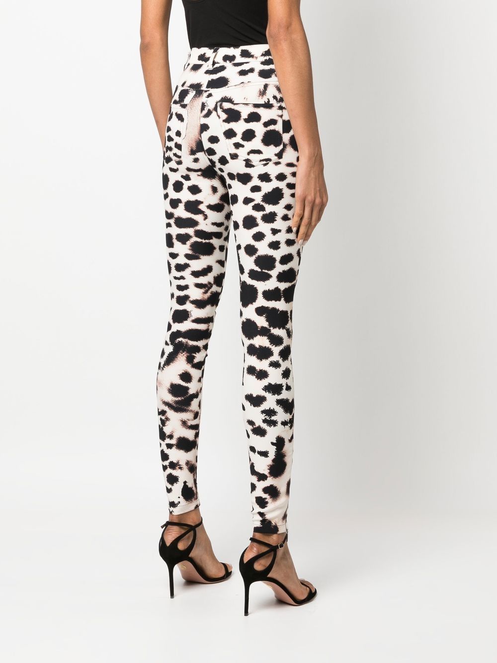 Shop Roberto Cavalli Animal-print High-waist Leggings In White