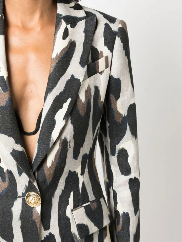 Roberto Cavalli Blazer Mit Animal Print Farfetch