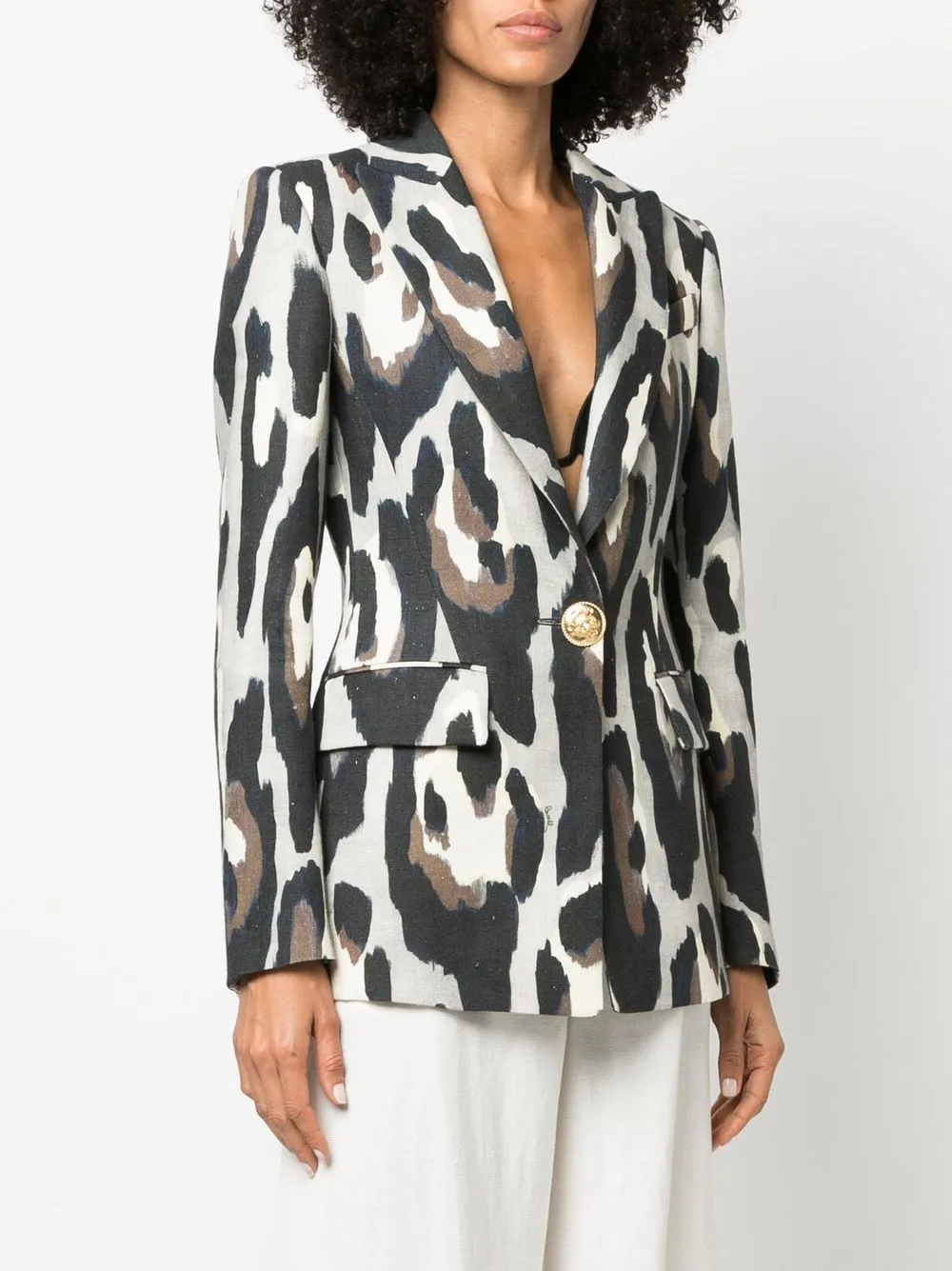 ROBERTO CAVALLI ANIMAL-PRINT TAILORED BLAZER 