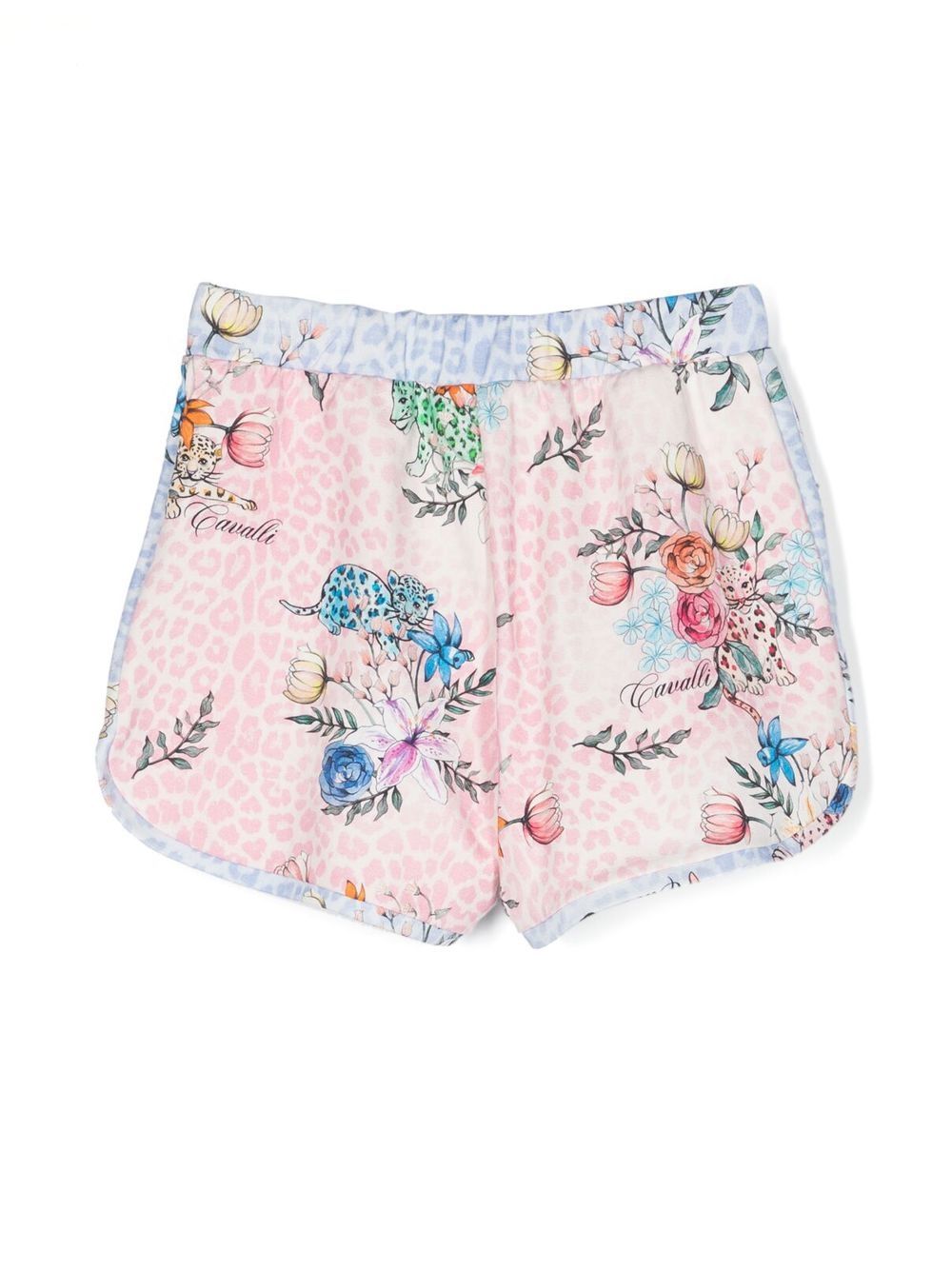 Shop Roberto Cavalli Junior Floral Flared Mini-shorts In Multicolour