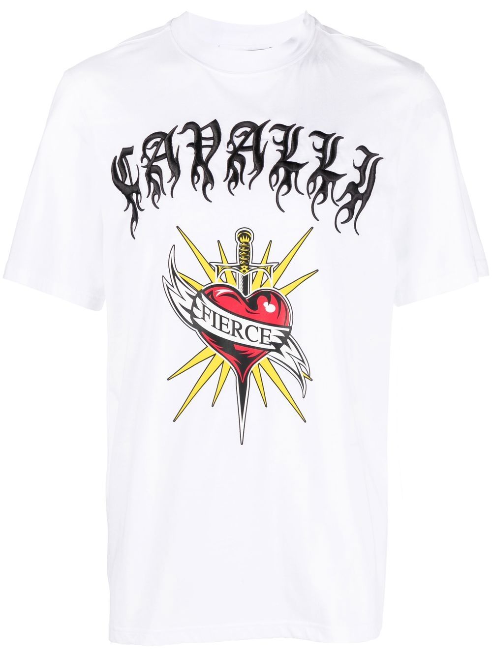 Roberto Cavalli Fierce print short-sleeve T-shirt - White