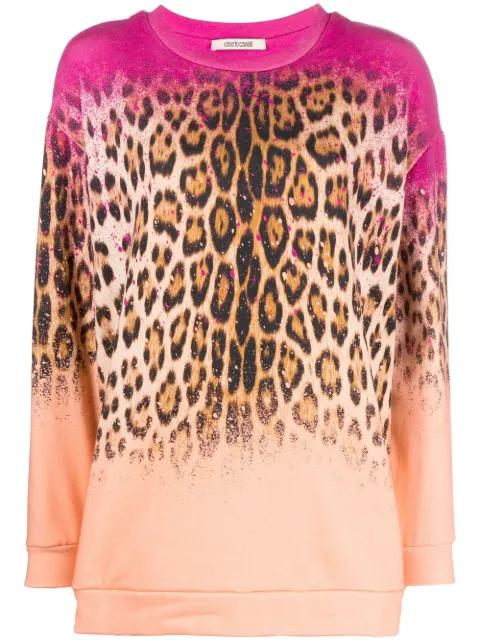 Roberto Cavalli ombré leopard-print sweatshirt