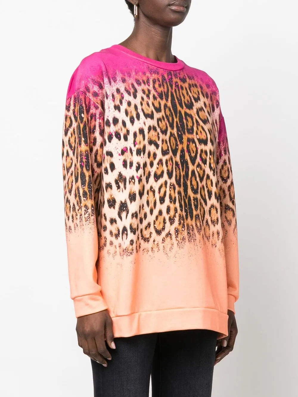 Shop Roberto Cavalli Ombré Leopard-print Sweatshirt In Orange