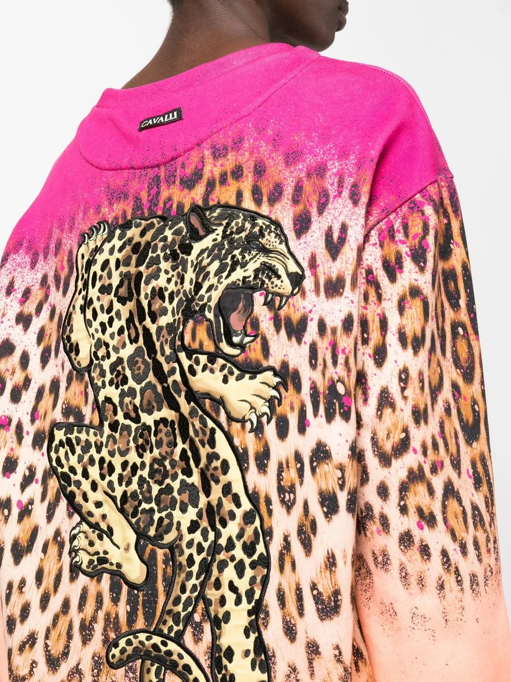 Shop Roberto Cavalli Ombré Leopard-print Sweatshirt In Orange