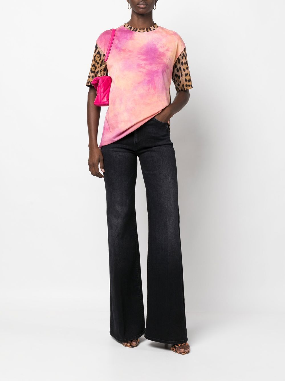 Roberto Cavalli T-shirt met luipaardprint - Roze