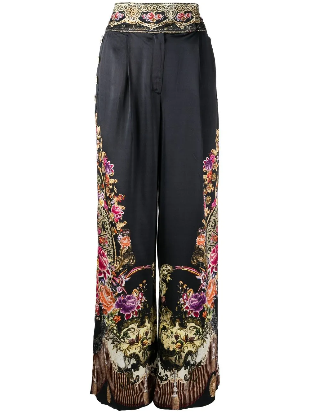 

Camilla floral-detail wide-leg trousers - Black