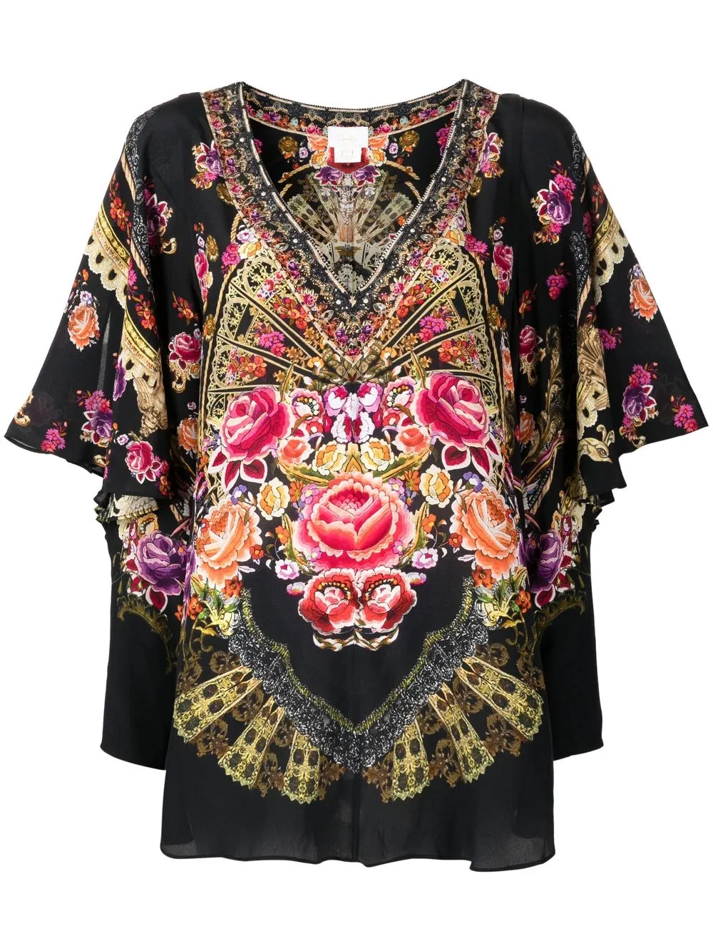 

Camilla blusa con estampado floral - Negro