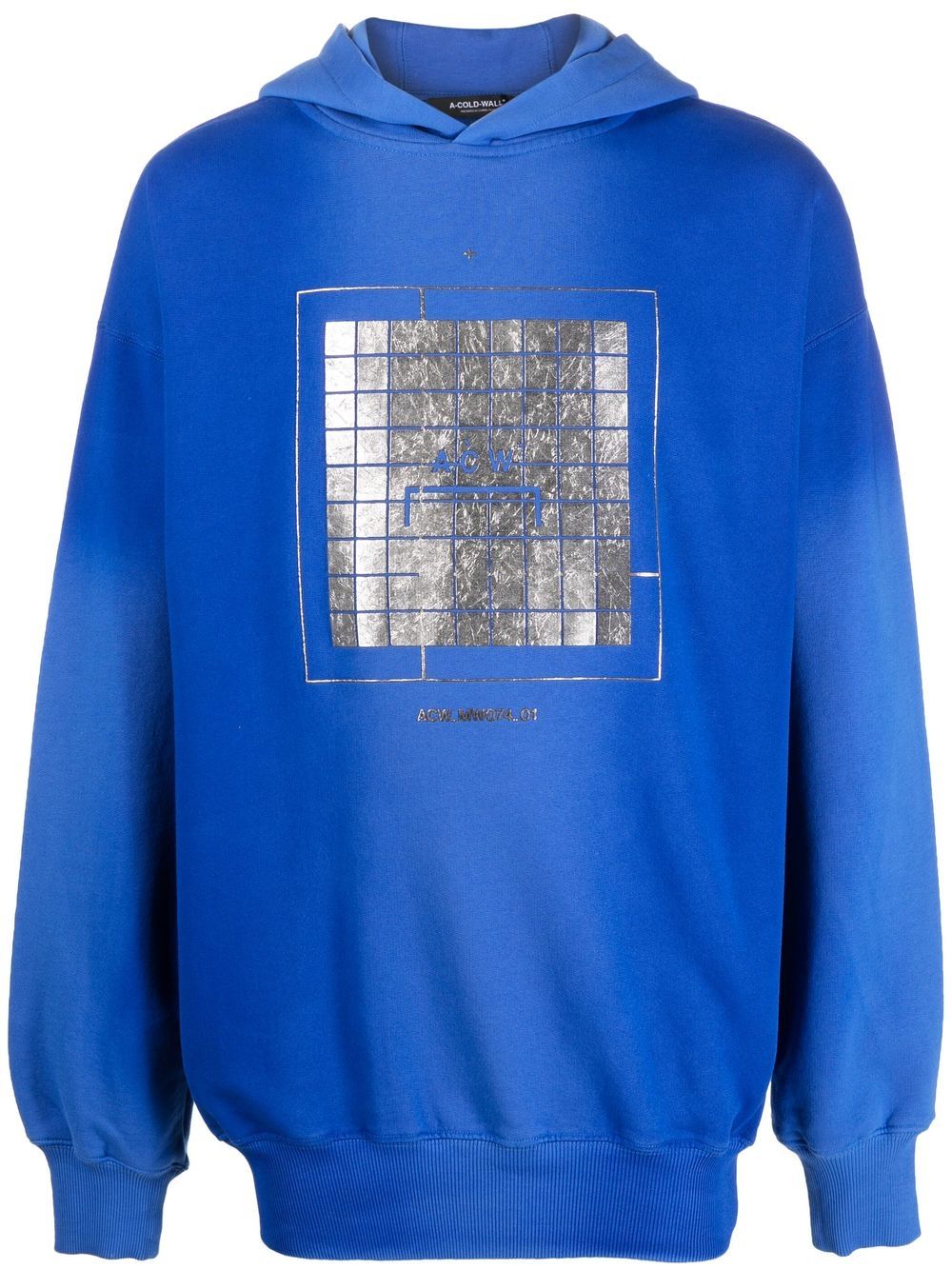 A-cold-wall* Foil-print Drawstring Hoodie In Blue