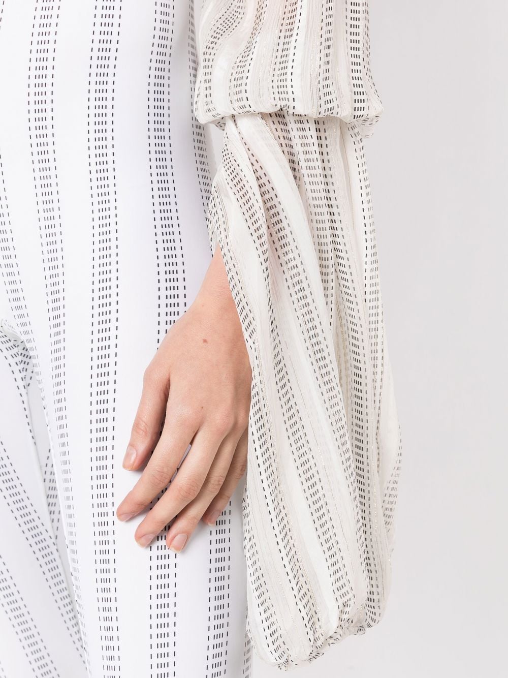 Shop Amir Slama Stripe-print Long-sleeve Bolero In White