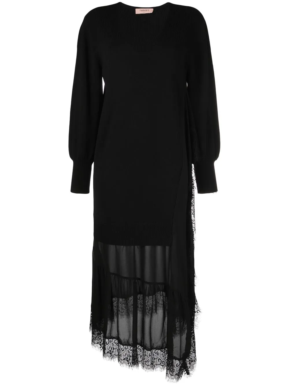 

TWINSET vestido midi con ribete de encaje - Negro