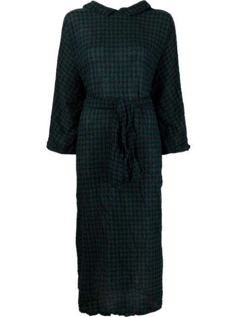 Daniela Gregis gingham-print hooded wool dress