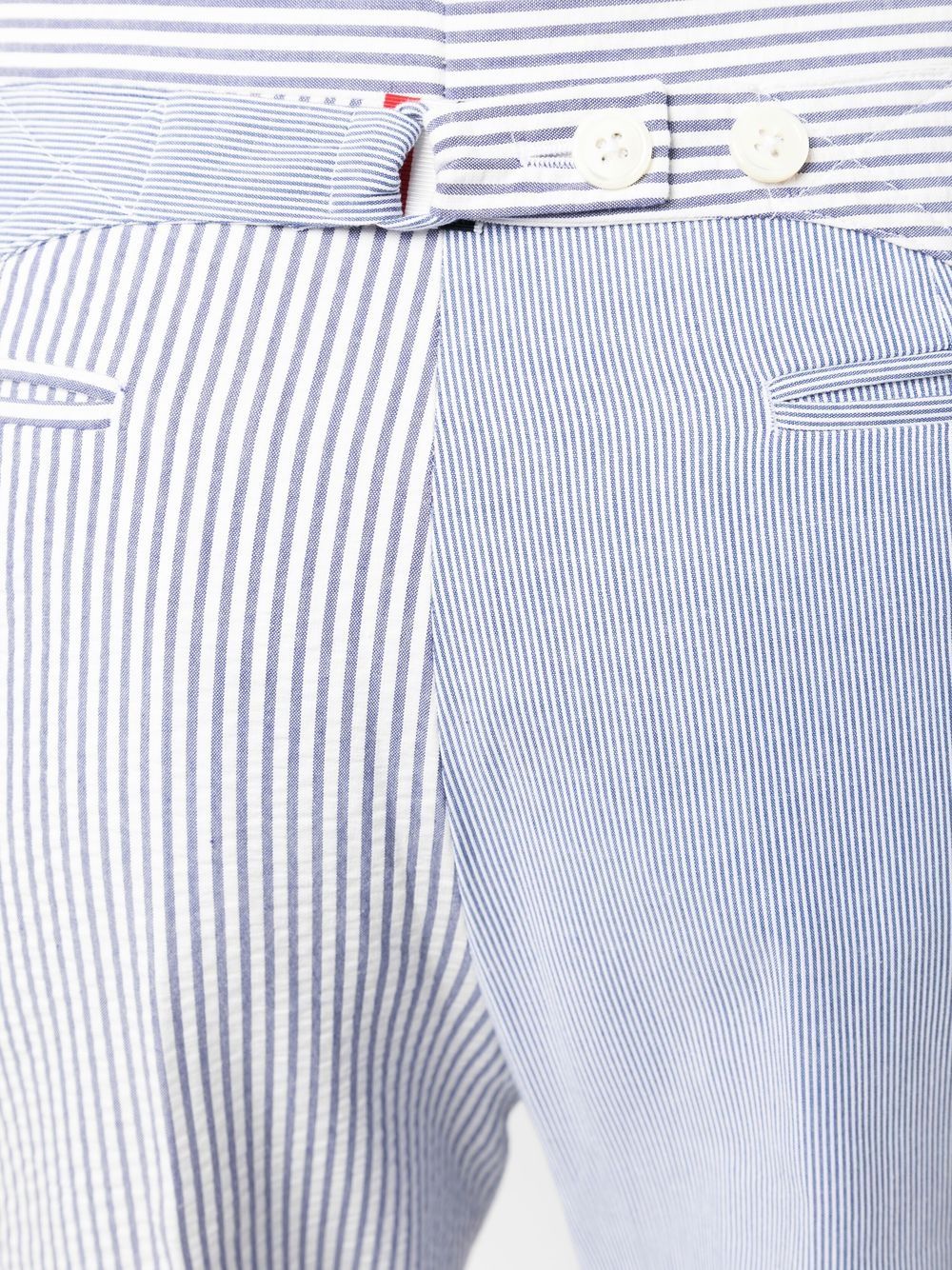 Shop Thom Browne Cropped Seersucker Trousers In Blau
