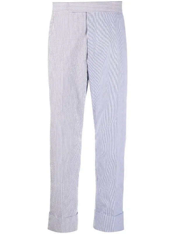 パンツ Thom Browne Bicolor Wool Cropped Trousers Thom Browne New York Men's Cropped Back Strap Wool Pants