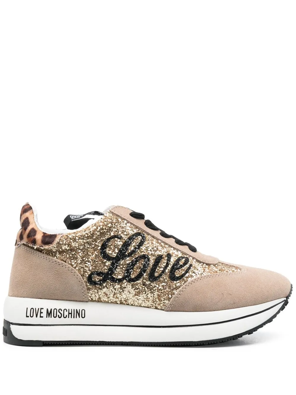 

Love Moschino glittered logo-print sneakers - Neutrals