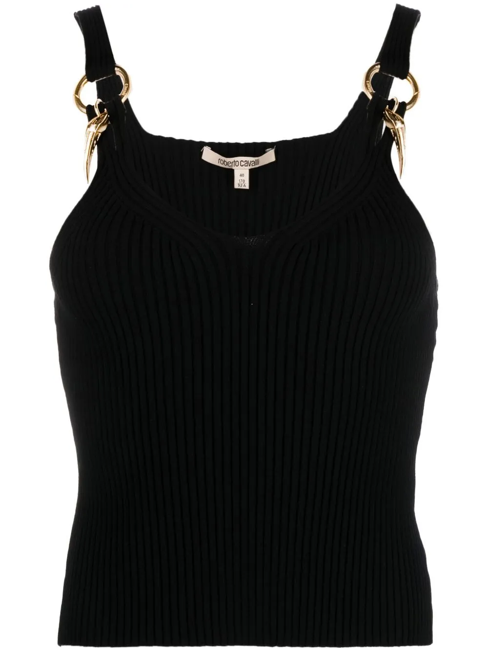 Roberto Cavalli Tanktop Aus Geripptem Strick In Black