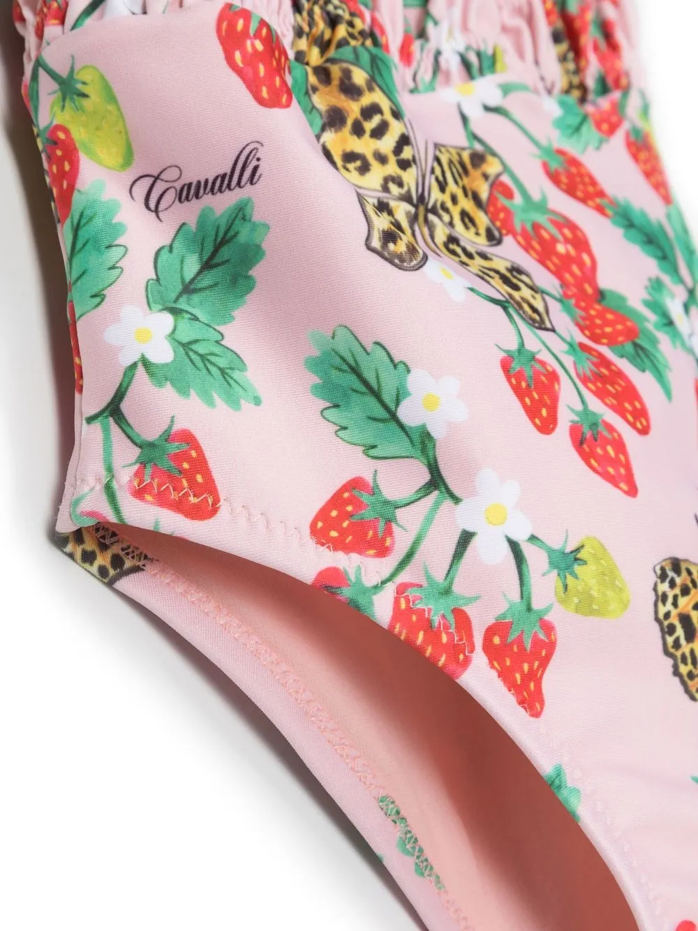 Roberto Cavalli Strawberry-print Swimsuit In Pink