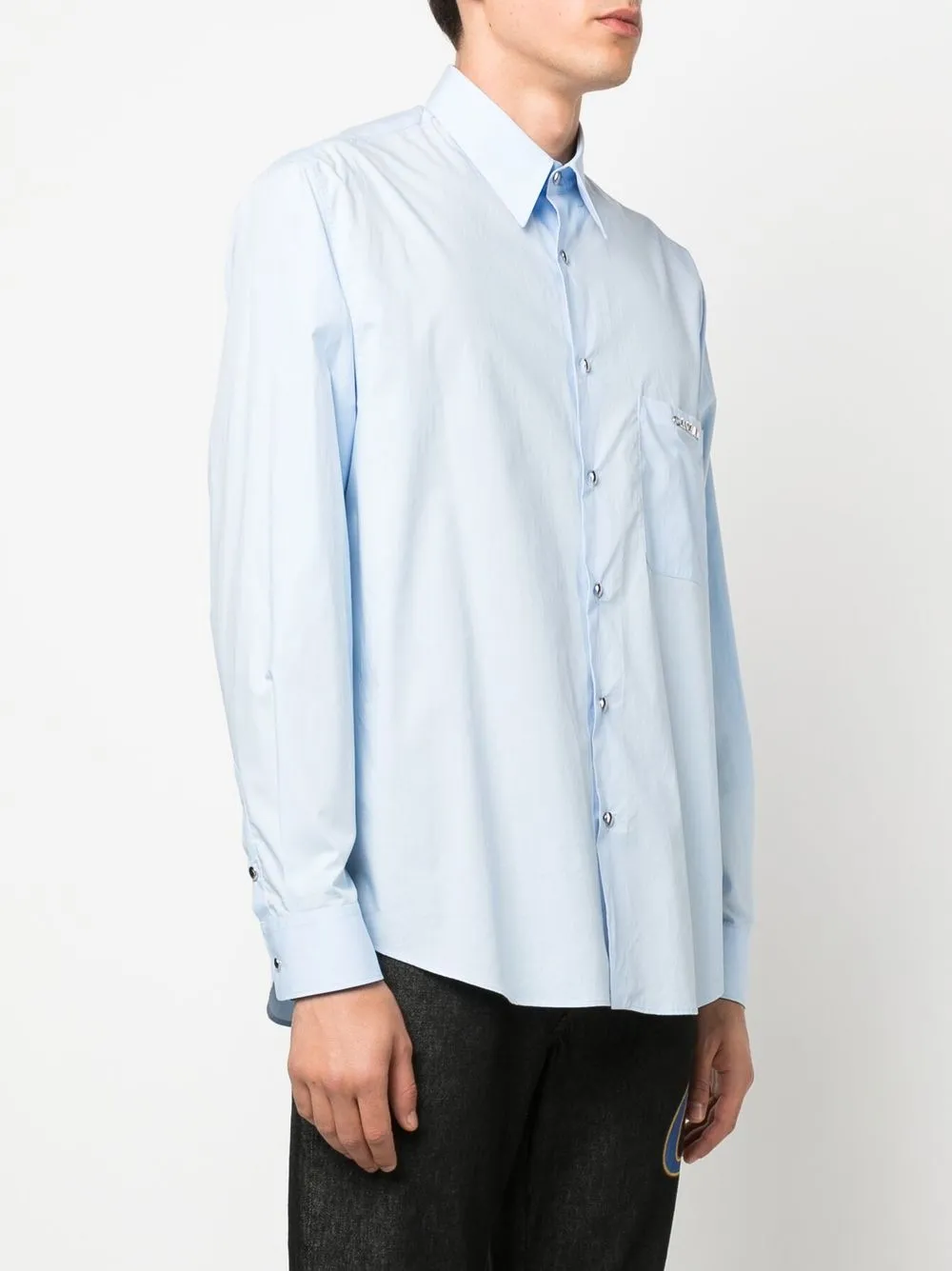  Roberto Cavalli Hemd Mit Logo Schild   Blau 