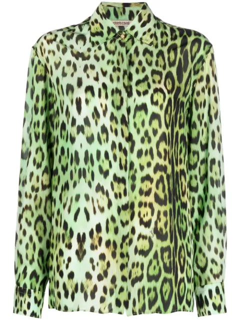 Roberto Cavalli camisa manga larga con estampado de leopardo
