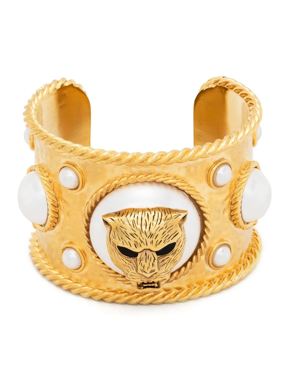 

Roberto Cavalli faux-pearl embellished tiger cuff - Gold