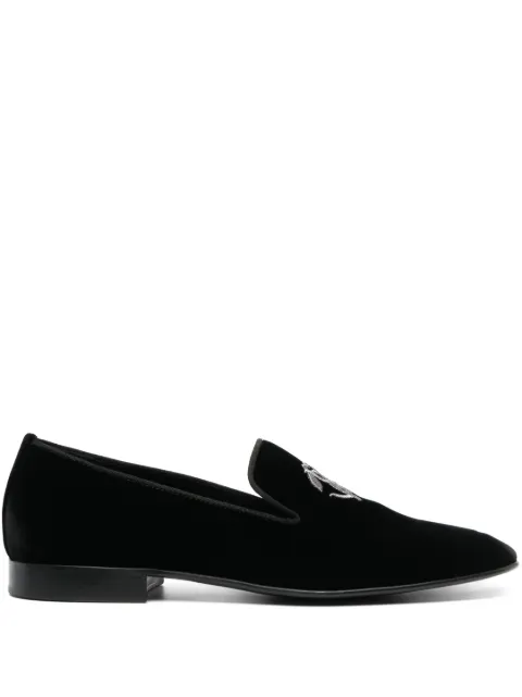 Roberto Cavalli logo-embroidered velvet loafers