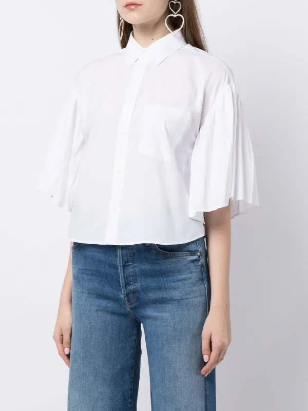 RED VALENTINO☆白シャツ RED Valentino pleated-sleeve Detail Shirt | White | FARFETCH JO