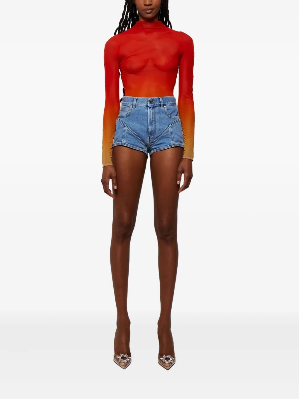 Mugler ombre-effect mesh top | Red | Image 1