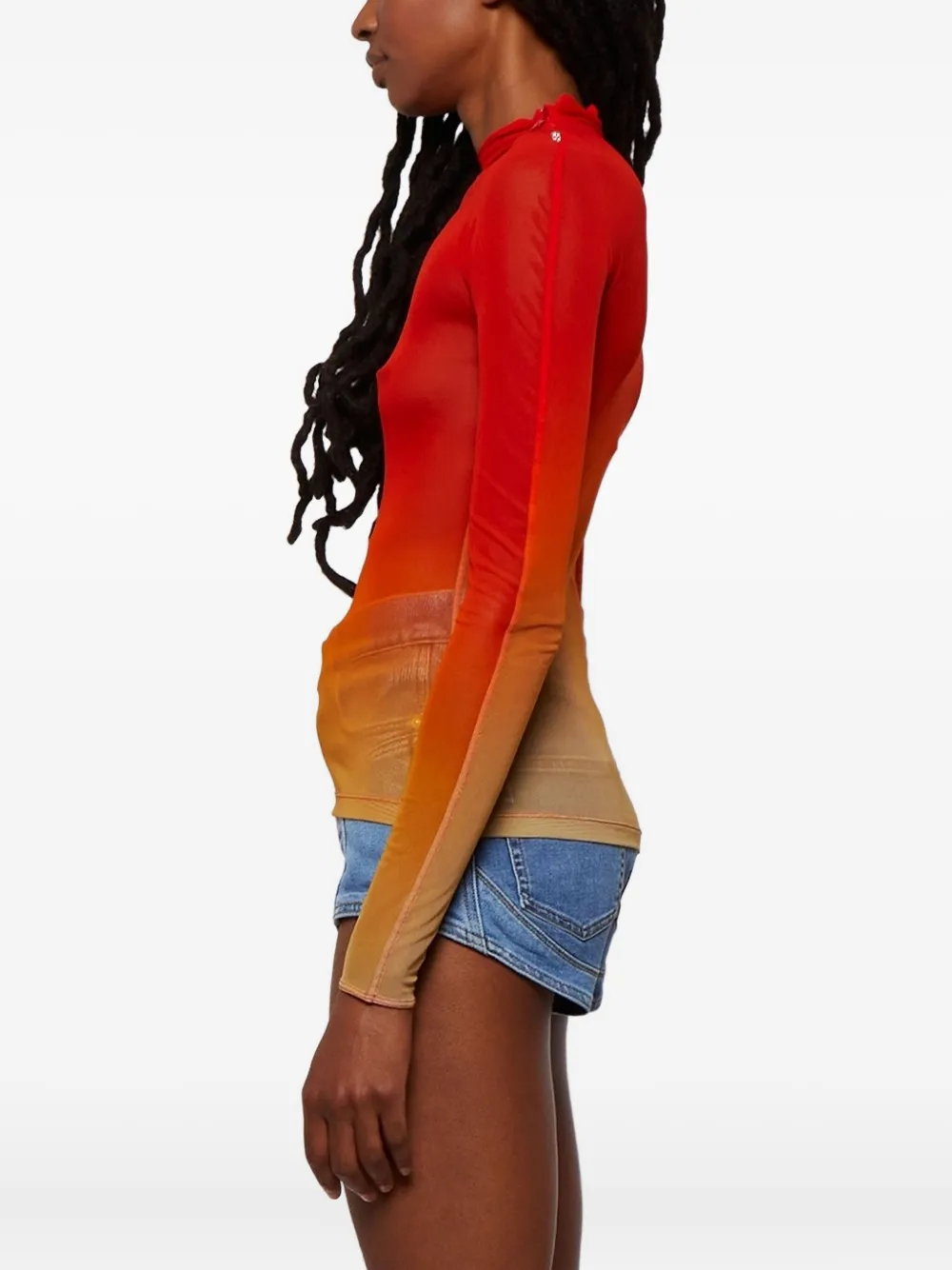  Mugler Ombre-effect Mesh Top - Red 
