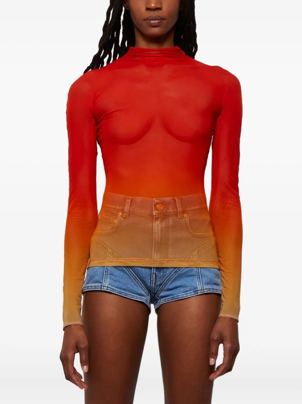Mugler ombre-effect mesh top | T-shirts & Jerseys | Image 2