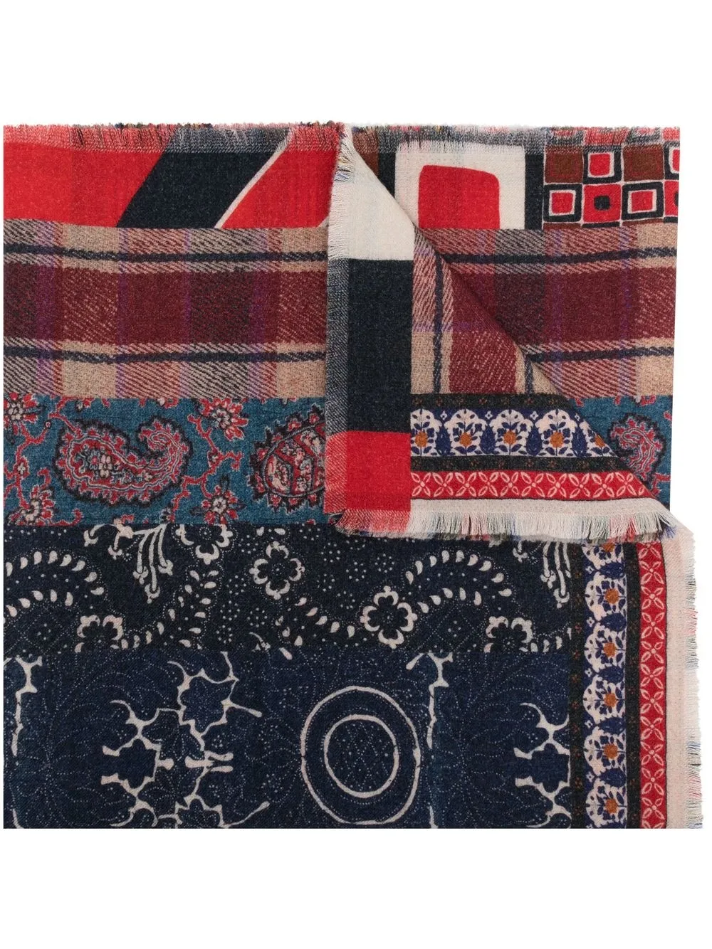 

Pierre-Louis Mascia mix-print wool scarf - Red