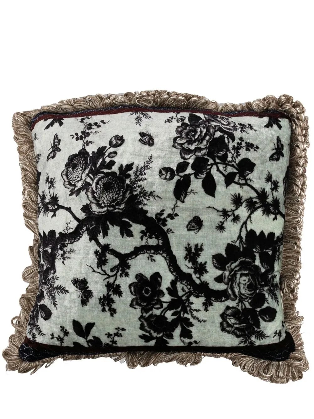 

Pierre-Louis Mascia floral-print velvet cushion - Green