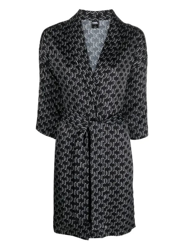 Karl Lagerfeld monogram-print Belted Coat - Farfetch