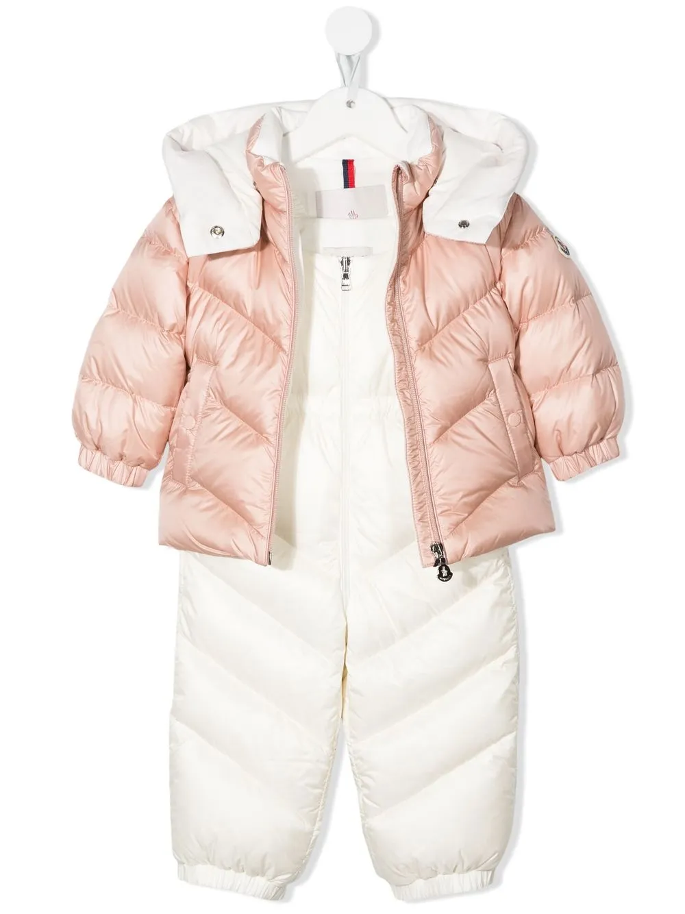 

Moncler Enfant set de overol capitonado - Blanco