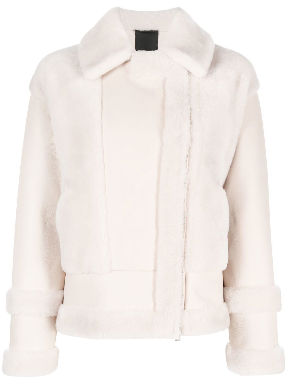 

Blancha shearling-trimmed biker jacket - Neutrals