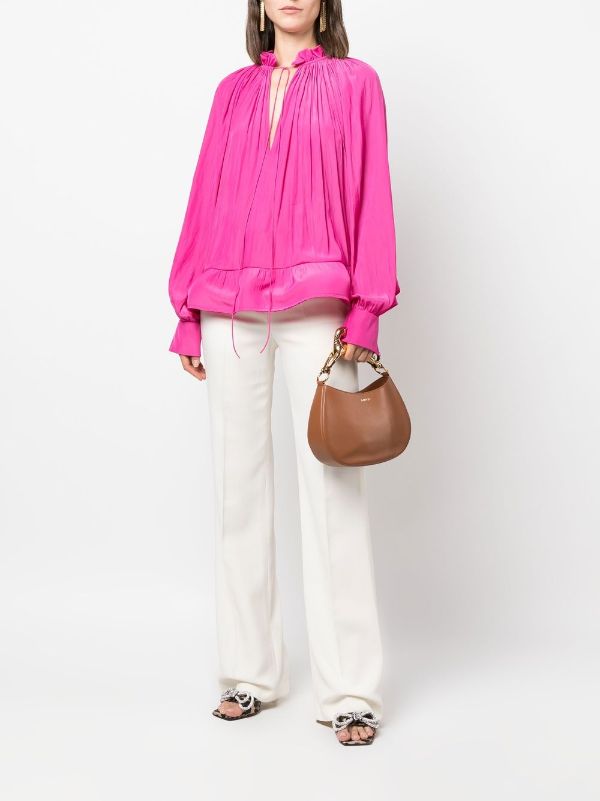 Hobo Cat Leather Bag for Female - Burgundy - One Size - Lanvin