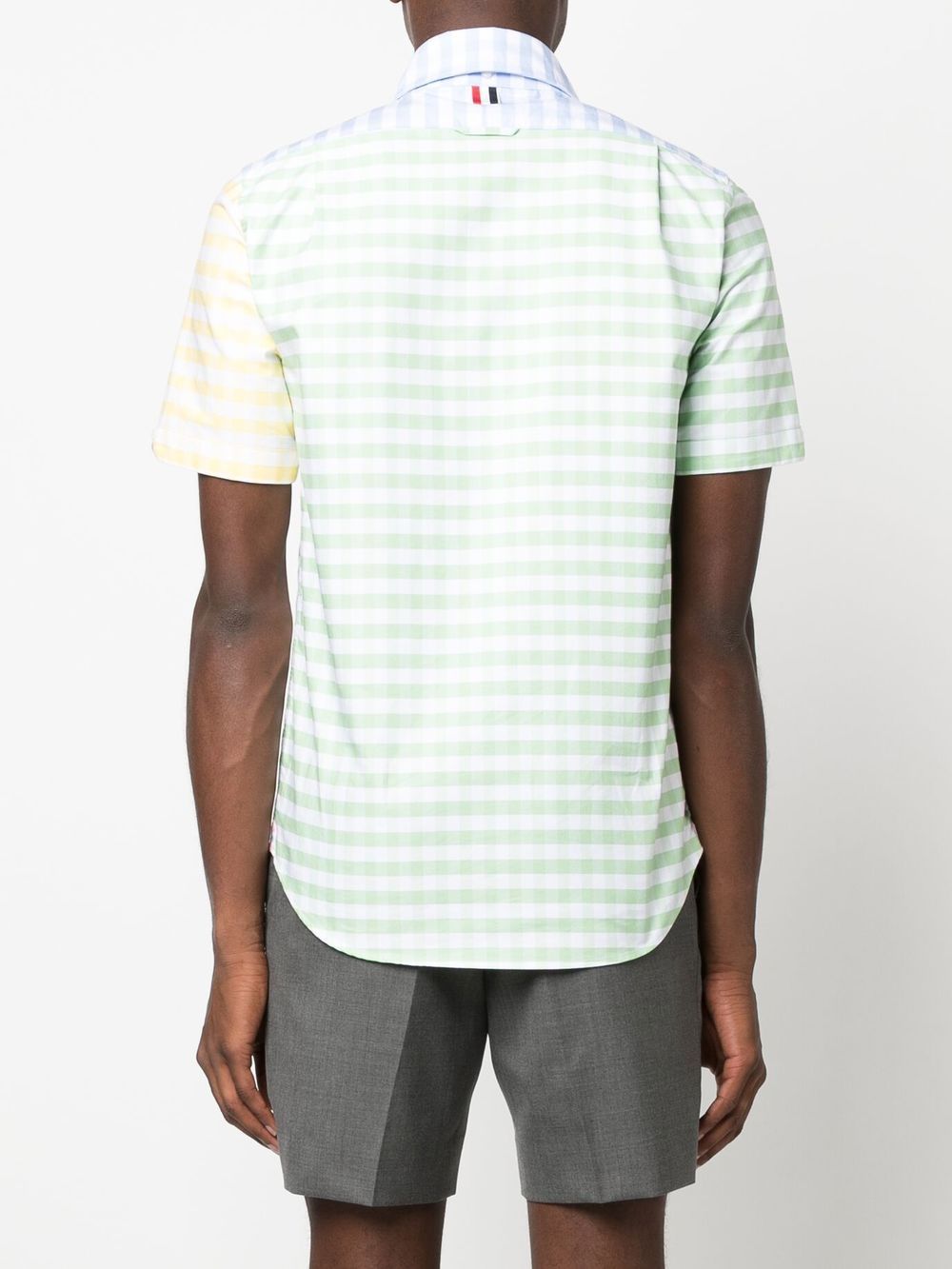 Thom Browne Funmix Gingham Check Short Sleeved Shirt Blue Farfetch 4414