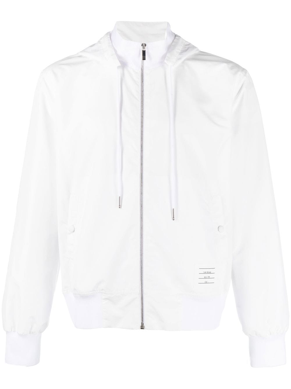 THOM BROWNE LOGO-PATCH ZIP-UP HOODIE