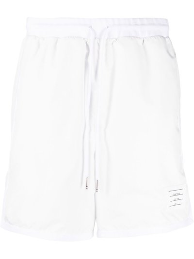 Thom Browne - logo-patch mesh track shorts