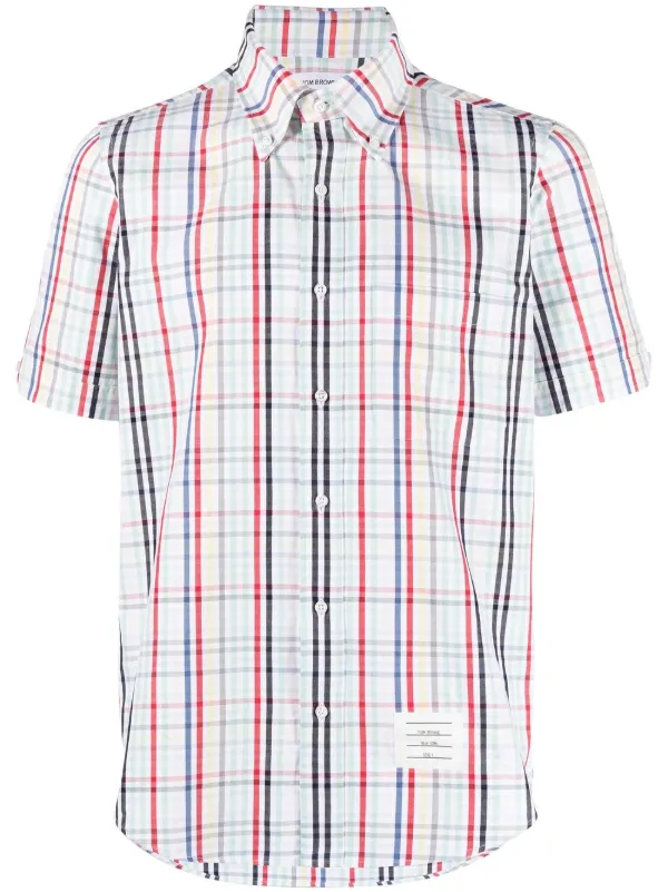 Thom Browne gingham-check short-sleeve Shirt | White | FARFETCH