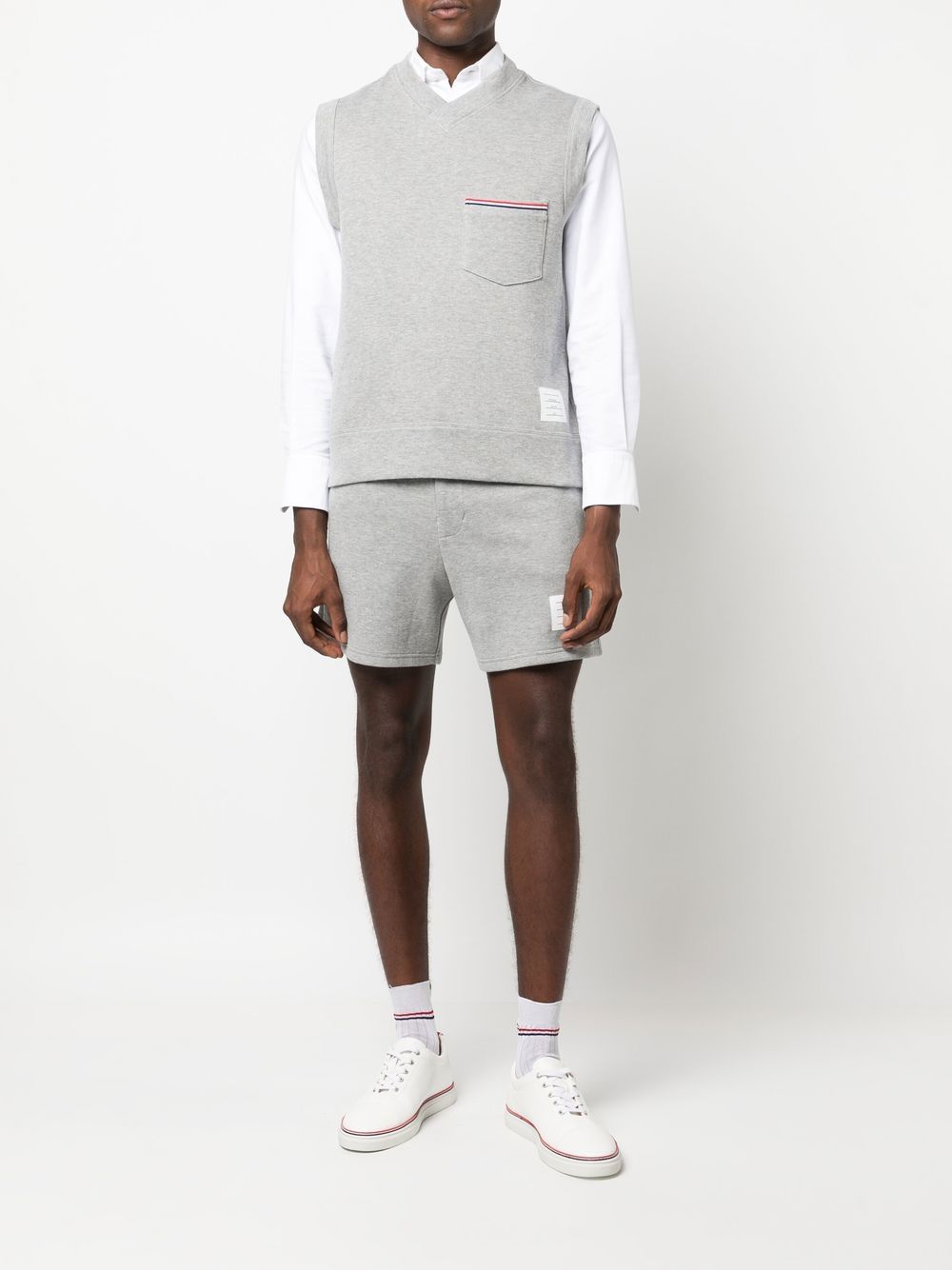 Shop Thom Browne Rwb-stripe Cotton Vest In Grau