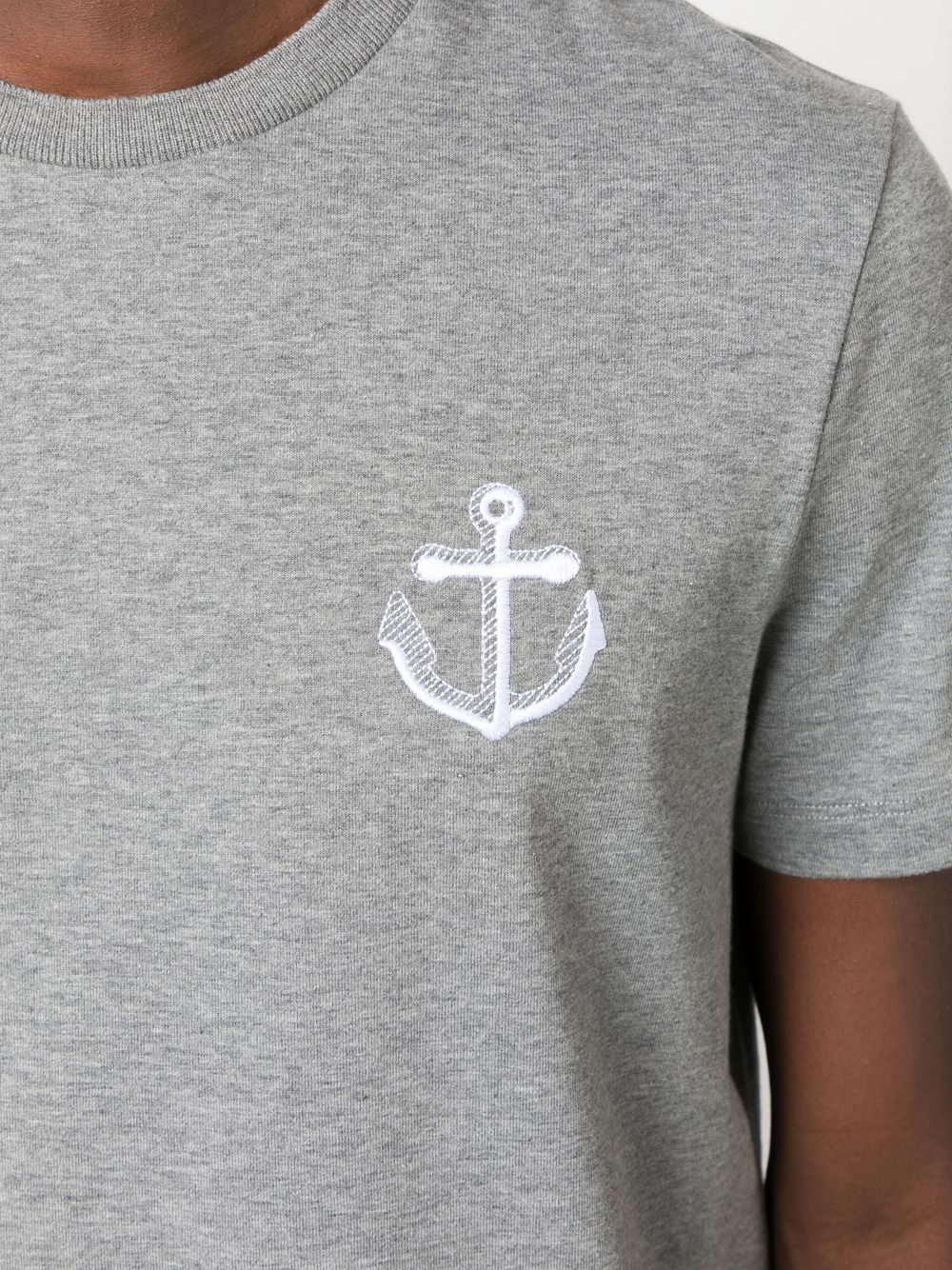 Shop Thom Browne Anchor-embroidered Cotton T-shirt In Grau
