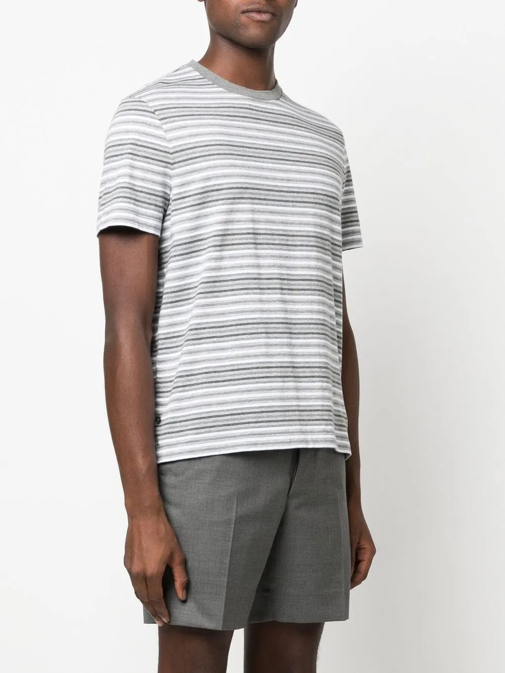 Shop Thom Browne Striped Cotton T-shirt In Grau