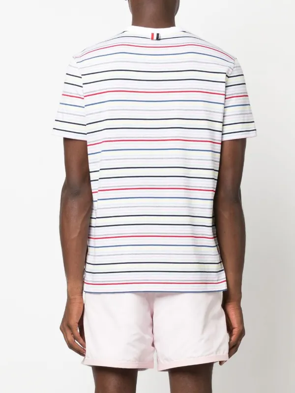 Thom Browne Striped short-sleeve T-shirt | White | FARFETCH PL